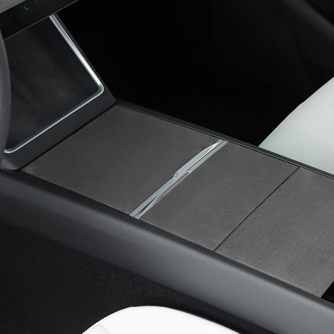 TPARTS Suede Center Console Wrap Cover for Tesla Model Y Juniper(2025-2026)/Model 3 Highland(2024-2026), Anti-Scratch Center Console Cover Interior Protector Accessories