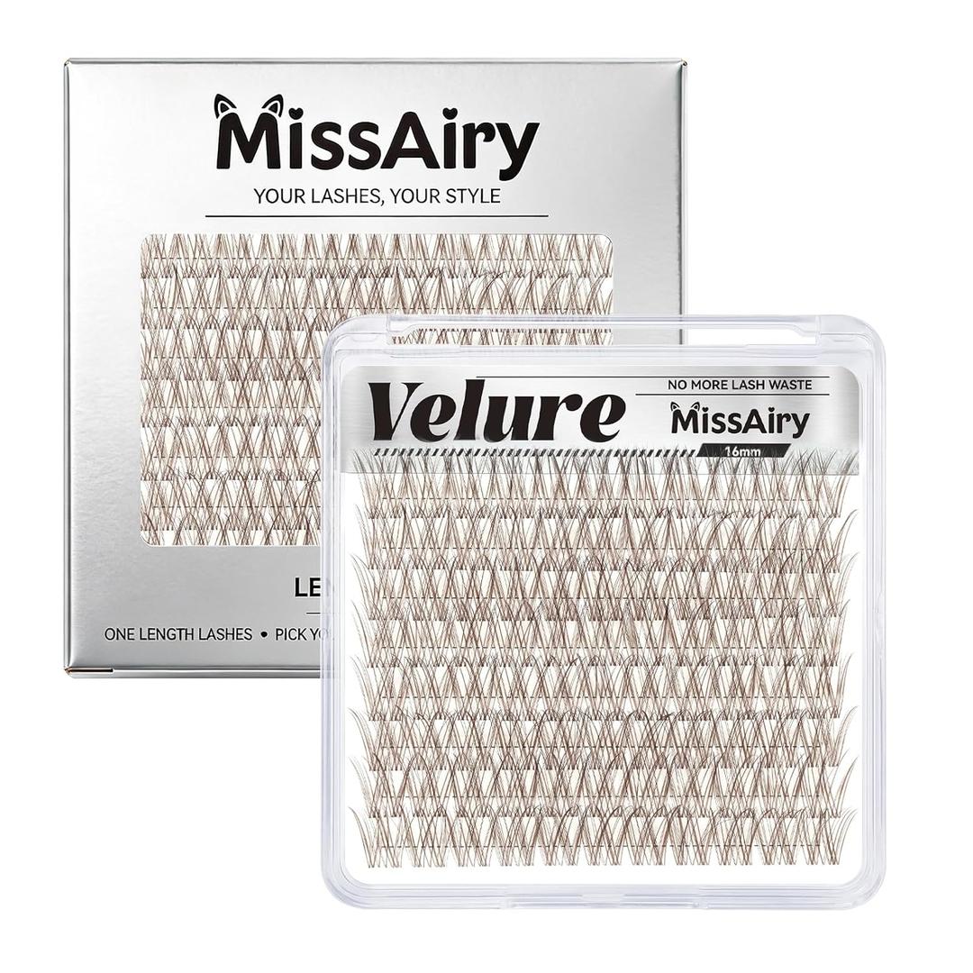 Velure Lash Clusters Brown Lash Cluster LengthLock Eyelash Extensions Natural Lashes 16MM Eyelashes Clusters Natural with Invisible Band Venus Individual Lashes(Velure Dark Brown 16MM)