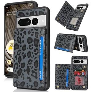iCoverCase Compatible with Google Pixel 7 Pro Case with Card Holder, Wallet Phone Case for Women Men [RFID Blocking] PU Leather Protective Wallet Case for Pixel 7 Pro (Black Leopard)