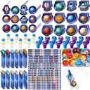 Cholemy 192 Pcs Space Party Favors Space Theme Supplies Outer Astronaut Stationery Set Notebook Bouncy Ball Sticker Stamper Eraser Ruler Pencil Bag for Galaxy Birthday Gift Classroom Prize