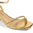 DREAM PAIRS Women's Chunky Strappy Heels Square Open Toe Ankle Buckle Low Heels Sandals for Daily Wedding Party Dress, Size 6, Gold
