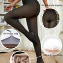 Bontierie Women Fake Transparent Tight Fleece Lined Thick High Waist Elasticity Thermal Pantyhose Warm leggings For Winter (Black) L