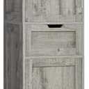 Iwell 67" Tall Bathroom Cabinet with Adjustable Shelves & 1 Drawer, Storage Cabinet with 2 Doors, Narrow Tall Cabinet, Floor Cabinet for Bathroom, Living Room, Home Office, Grey