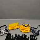 6 Pcs Costume Accessories Includes Vintage Steampunk Goggles Glasses Yellow Beanie Knit hats Black Gloves (yellow2)