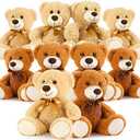 MorisMos 10Pcs Teddy Bears Bulk Baby Shower, 14inch Cute Teddy Bear Stuffed Animals Plush, Small Stuffed Bears on Centerpiece Baby Shower, Brown, Dark Brown