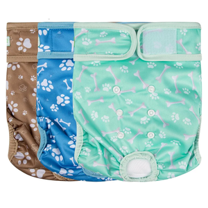 Wegreeco Washable Female Dog Diapers Highly Absorbent Reusable Diapers for Dog in Heat Period, 3 Pack (Dog Bone, Medium)