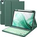 Harvopu Compatible for iPad Air 11-inch/ 10.9" Air 5th 4th Generation Case with Keyboard - Backlit Detachable, Folio Cover with Pencil Holder for iPad Air 11 Inch M4/M3/M2, Air 5/ Air 4 (Pine Green)
