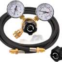 Tutor Auto Argon CO2 Regulator Gauge Welding Gas Regulator, CGA580 Inlet Connection, 0-4500PSI/0-10BAR Input Pressure, Brass, 6.6Ft Gas Hose, MIG TIG Welding