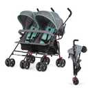 Dream On Me Volgo Twin Baby Stroller, Lightweight Side-by-Side Double Umbrella Stroller with Adjustable Canopy, 5-Point Harness, Storage Basket & Travel-Friendly Fold Mint