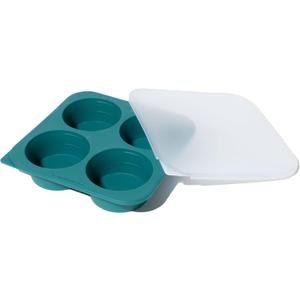 Anyday 1/2-Cup Silicone Freezer Tray with Silicone Lid for Food Storage, Rice, Stock, Leftovers | Plastic-Free Freezer Container | Soup Molds for Meal Prep Portions | 4 Oz / 125mL Freezing Tray (Green)