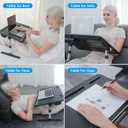 KLEAR Laptop Bed Tray Table [Luxury PVC Leather], Adjustable Laptop Desk for Bed, Foldable Lap Desk for Laptop with 2 Drawers, Multifunctional Lap Table for Working, Eating, Writing, Gaming, Drawing