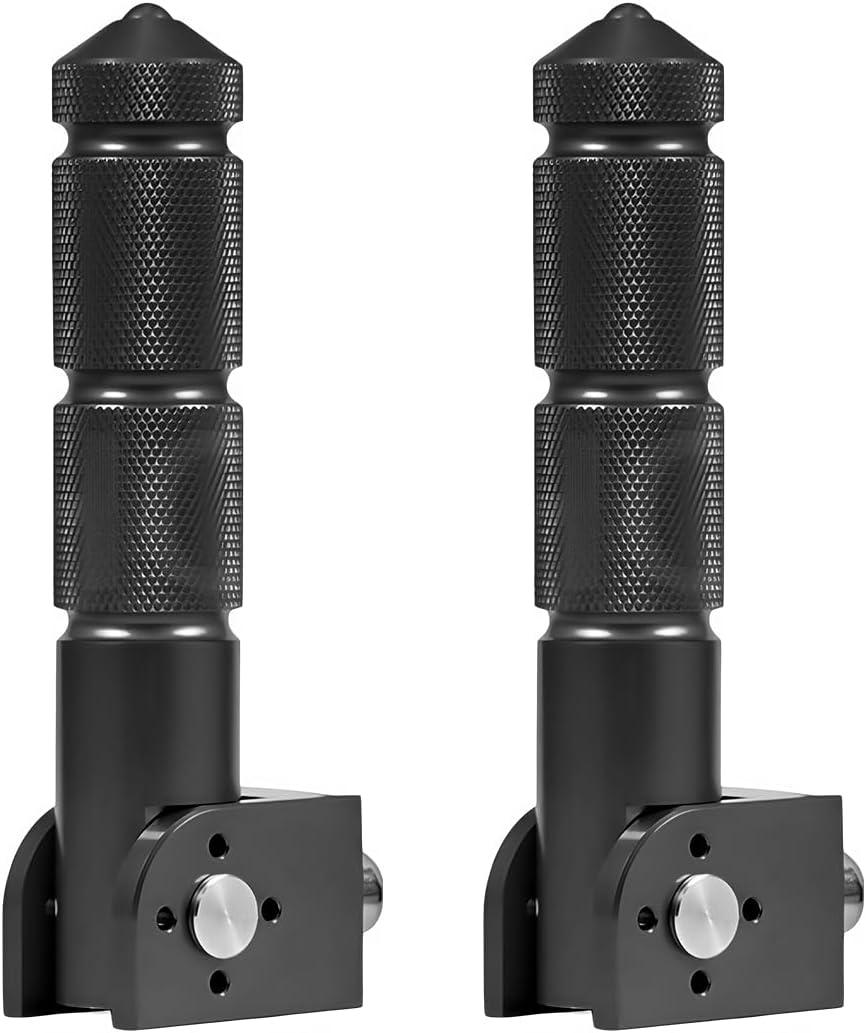 2 PCS Motorcycle Foldable Foot Pegs, 90 Degree Electric Motorbike Passenger Footrests Rearsets, 8MM Universal Motorcycle Bicycle Folding Passenger Footpeg Supports (Black)