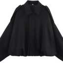 Women's Faux Suede Bomber Jacket Oversized Pilot Coats Fall Lapel Zip Up Motorcycle Streetwear Outerwear (Black)