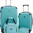 Travelers Club Midtown Hardside Luggage Travel, Emerald, 4-Piece Set, 26"/20"/15"/10"