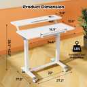 Rolling Standing Desk with Tilt Desktop, 35" 2-Tier Shelf White