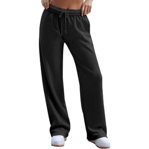 HeSaYep Women's Wide Leg Sweatpants Baggy Sweatpants High Waisted Casual Loose Pants (Black,XS)