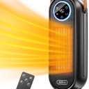 Space Heaters for Indoor Use, 16 Inch Portable Electric Heater for Office, 1500W Fast Heating Space Heater with Thermostat, 90Oscillation, 12H Timer, Remote, Safe, Ultra-quiet Room Heater for Bedroom (Display Screen, Black)