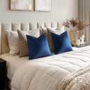 MIULEE Pack of 2 Navy Blue Decorative Velvet Throw Pillow Cover Soft Pillowcase Solid Square Cushion Case for Sofa Bedroom Car 20x20 Inch 50x50 cm