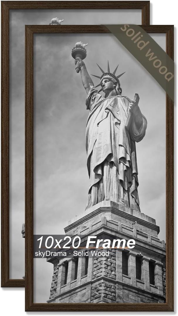 Solid Wood 10x20 Picture Frame with Brown Wood Grain 2 Packs