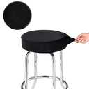 SINOSSO Bar Stool Cover, Super Soft Velvet Dia.11-13" Round Stretchy Washable Dustproof Slipcover for Upholstered Furniture (S, Black,1 Count)
