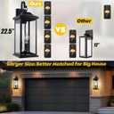 23” Extra Large 3-Light Outdoor Light Fixture 1-Pack, IP65 Waterproof Exterior Light Fixture with Clear Tempered Glass Modern Outside Wall Mount Lamp Matte Black Front Porch Lantern, E12