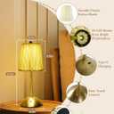 Boho Rattan Table Lamp, Cordless Wicker Woven Vintage Table Lamp - LED Rechargeable Touch Control 3 Color Dimmable Reading Bedside Lamp for Bedroom Living Room Office, Home Outdoor Decor (White-1)