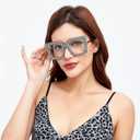 Zeelool Stylish Oversized Square Eyeglasses Frame with Non-prescription Clear Lens for Women Latanya ZJGA499974 (Zjga499974-01 Black-white)