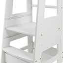 ECOMEX Toddler Standing Tower for Kitchen, Step Stool for Kid's Adjustable Height Learning Stool, Removable Anti-Drop Safety Rail Stool for Bedroom, Bathroom, White