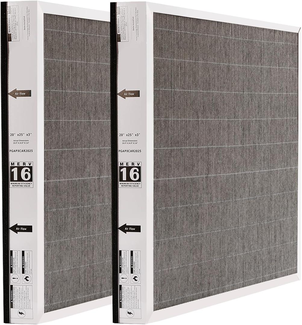 PGAPXCAR2025 Merv16-2 Pack Replacement Filter for Bryant/Carrier PGAPXCAR2025PGAPXCAR2025-a01, PGAPXCAR2025-a02, AGAPXCAR2025AGAPXCAR2025-A02 Filter(20x25x3in) (2 PCS)