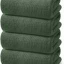 REDKISS 4 Pack Premium Bath Towels, Plush Coral Fleece Towels for Bathroom, Extra Large Bath Towels Set of 4 (35 x 70 in), Super Soft Highly Absorbent Fluffy Shower Towels for Spa, Gym, Travel, Olive