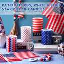Treela Set of 4 Patriotic American Flag Flameless LED Battery Operated Pillar Candles 4th of July Candles 4th of July Decorations for Home