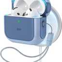 ESR Orbit Hybrid Case for AirPods 4, Compatible with MagSafe, Drop Protection with Lanyard, Blue