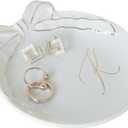 COLLECTIVE HOME Custom Initial Ceramic Jewelry Tray with Bow - Ring Holder & Earring Dish | Christmas Gift Idea for Women, Unique Birthday Present for Her (K)