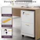 Lavish Home 2-Drawer Wooden File Cabinet with Lock, White, 16” x 27”, 15.75” x 15.75” x 27”