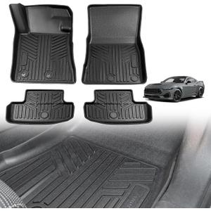 TripleAliners 3PCS Floor Mats Fit for 2026 2025 2024 Ford Mustang Front Rear Full Set Full Protection 1st & 2nd Row All Weather TPE Anti-Slip Custom Fit Floor 1st & 2nd Row 3-PC Liners