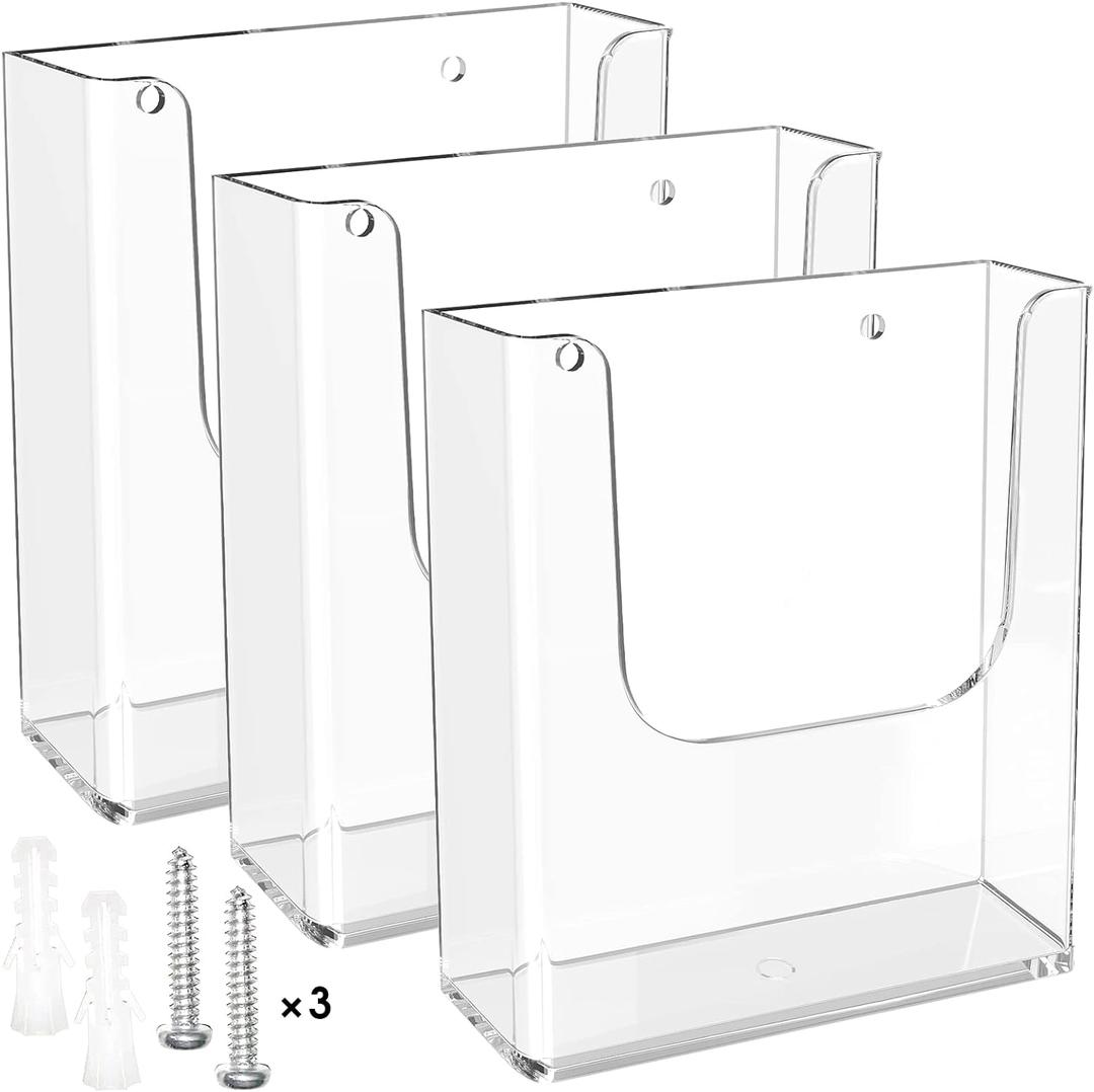 MaxGear Brochure Holder 8.5x11 Wall Mount, 3 Pack Acrylic Pamphlet & Flyer Holder, Clear Plastic Magazine Literature Organizer for Office, School, Hotel, Exhibition