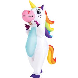 Spooktacular Creations Inflatable Costume Adult, Full Body Riding a Unicorn Blow Up Costume for Halloween Inflatables Party (White)