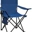 Folding Camping Chair with Cup Holder & Side Storage Bag 300lbs Capacity Lightweight High Back Portable for Beach, Picnic, Sport, Cyan