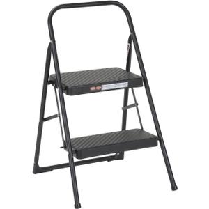 COSCO 2-Step Household Folding Steel Step Stool, Black