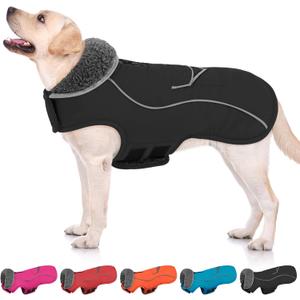 Dog Winter Coat, Medium Dog Coat Jacket with Fleece Lining for Cold Weather, Warm Puffer Jacket Turtleneck Snowsuit with Leash Hole for Jack Russel, Boston Terrier, Black M