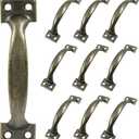 10Pcs 4 Metal Door Handles Bow, Large Door Pulls Vintage barn Handles for Furniture Cabinets Kitchen Drawer Dresser Gate - Antique Bronze