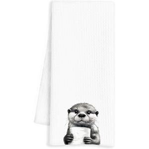 Otter Hand Towels for Bathroom - Gifts for Women and Lovers, Sea Otter Decor, Kids and Animal Bathroom Accessories, 16x24 Inch