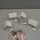 10 Pcs Pink Christmas Village Sets with Tea Light Christmas Decorations 4 Village Row House 4 Pine Trees 2 Decayed Tree Xmas Holiday Farmhouse Rustic Decor for Home Table Room