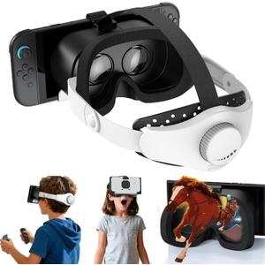 Upgraded VR Headset for Switch 2 (2025), Switch 2 VR Virtual Boy Games Glasses with Adjustable HD Lenses and Head Strap with Rotary Button, Labo VR for Switch 2 Accessory, White & Black