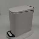 TIPGO Slim Bathroom Trash Can with Lid Soft Close, Step Pedal, 6 Liter / 1.6 Gallon Stainless Steel Trash Bin, Small Garbage Cans for Bedroom, Office, Kitchen (White)