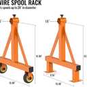 Portable Wire Spool Rack Cable Caddy - Steel Dispenser Holder With Wheels for up to 28" Diameter Spools, 220 Lbs Capacity (Orange)