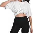 Womens Oversized T Shirts Crewneck Rolled Short Sleeve Tops Summer Casual Basic Workout Tee Shirts (White, XXL)