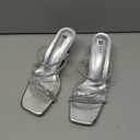 IDIFU IN2 Rhinestone Heels Strappy Low Kitten Square Open Toe Mule Heels Wedding Bridal Prom Party Dress Shoes for Women Comfortable Dressy Formal Sparkly Slip On Heeled Sandals 9