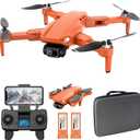 Lozenge Brushless Drone with Camera 4K GPS Drone Follow Me Quadcopter RC Helicopter L900 Pro SE Motorized Adjustment Cam Dual Cameras with Storage Bag (1080P Camera&2 Battery&Orange)