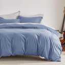 Bedsure Duvet Cover Queen Size - Soft Double Brushed Bedding Set for Kids & Adults, Zipper Closure, 3 Pieces, Includes 1 Duvet Cover (90"x90") & 2 Pillow Shams, NO Comforter, Black (Queen (90" x 90"), 01 - Blue)
